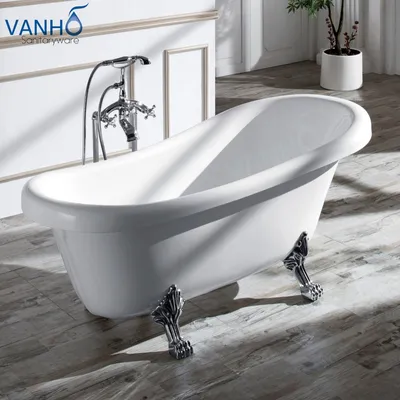 Various Size Available Removable Acrylic Soaking Bathtub with Silver Feet