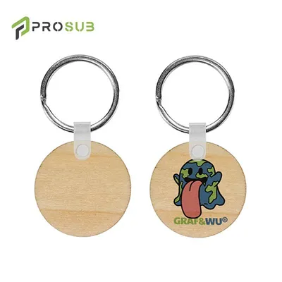 Prosub Custom Dly Logo Plywood Durable Eco-Friendly Sublimation Wood Keychain