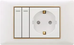 PC 16A Germany Socket and 2 Gang 1 Way Push Button Switch
