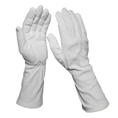 Long Cuff Custom Size White Cotton Ceremony Etiquette Gloves Parade