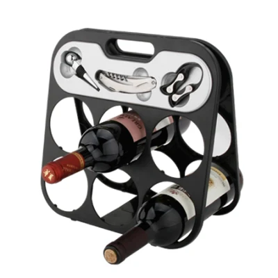 Modern Black Six Bottle Wine Storage Rack for Easy Access