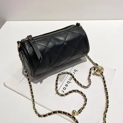 Mini Female Bag Cylindrical Underarm Bag Rhombus Chain Bag Student