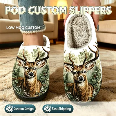 Custom Winter Slippers Pod Print Personalized Printed Home Slippers 1 Pair MOQ