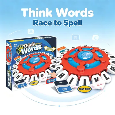 Think Words Letter Board Game, Fast Word Challenge Educational Toy for Kids Ages 4 and up, Interactive Competitive Table Game for 2-8 Young Players