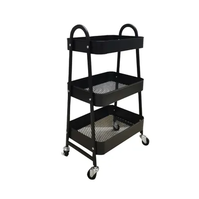 3 Tier Storage Trolley Multi-Purpose Trolley with Wheels Metal Tool Trolley Kitchen Storage Trolley Craft Art Cart