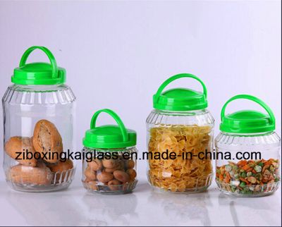 Transparent Airtight Glass Bottle with Plastic Lid