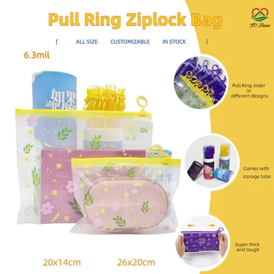 Slider Zip Lock Food Grade Reusable Storage Packaging Bag with Printing Logo