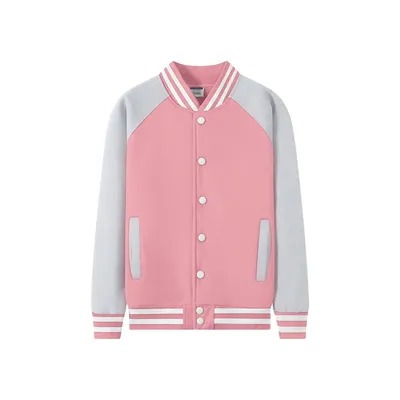 Embroidered Customized Pink Causal Performance Women Custom Varsity Jacket Breathable Clothing Polar Fleece Zip Sweatshirt
