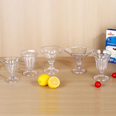 Luxury Plastic Dessert Bowl - Large Capacity Transparent Parfait Cup