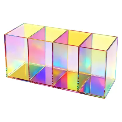 Makeup Brush Storage Organizer Iridescent Acrylic Pencil Pen Holder