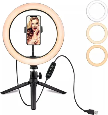 LED Ring Light for Live Video Broadcast Three-Color Dimming DC5V Portable Selfie Light