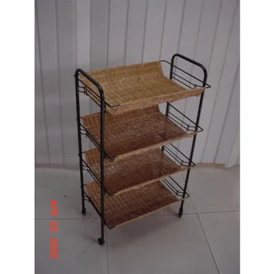 Wicker Rolling Cart Utility Cart Rattan Rack Detachable Rack