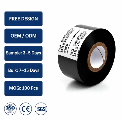 Black 30mm Hot Stamping Date Coding Ribbon Foil
