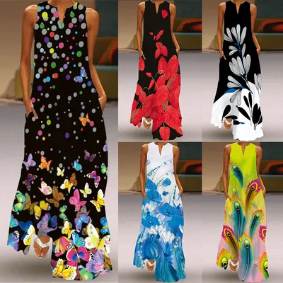 Women Plus Size Floral Casual Dress Wholesale Clothes Ladies Dresses