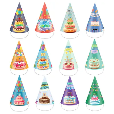 Colorful and Rainbow Paper Birthday Hat Cap for Party