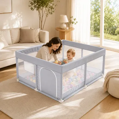 Foldable Playpen Rectangle Shape Oxford Fabric Fence for Infant Safety