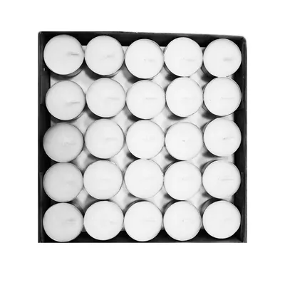 8 Hours 50 Bulk Packs White Unscented Smokeless Tea Lights