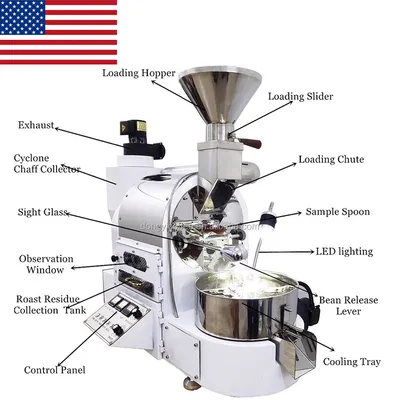 Yoshan Artisan Sample Tostadora De Cafe Turkish Home Small 2kg 1kg Roasting Commercial Coffee Roaster Machine