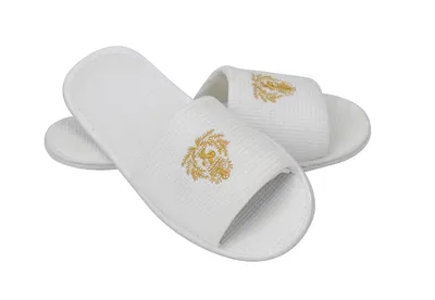 White Waffle Fabric Embroider Five Star Hotel Slipper