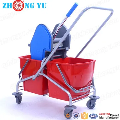 Cleaning Plastic Trolleys Wringer with Twin Buckets (ZY4005)
