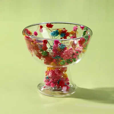 120ml Hand Made Borosilicate Flowers Decor Glass Dessert Bowl Ice Cream Cups