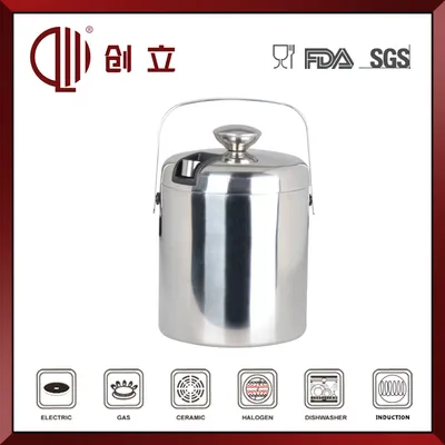 1.3L Double Wall Metal Ice Bucket with Tongs