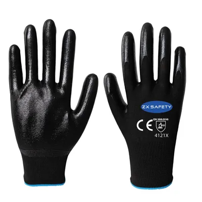Smooth Black Nitrile Coated Polyester Gloves