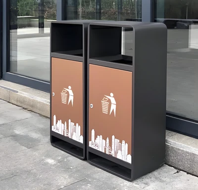 Large Outdoor Stainless Steel Municipal Facility Sanitation Garbage Bin
