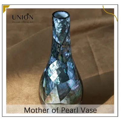 Luxury Black Mother of Pearl Resin Flower Pot Modern Home Flower Vase for Dining Room Desktop Decor