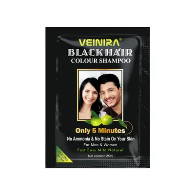 Veinira Black Hair Color Shampoo for Men& Women No Ammonia No Stain Skin 100% Cover Grey