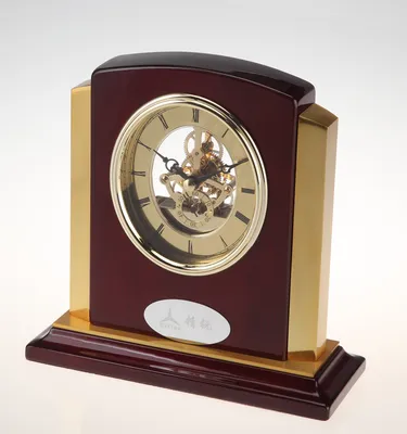 Skeleton Clock Kit Office Wooden Desk Clock K8027g for Business Gift Set