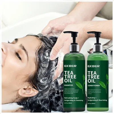 Wholesale Hair Black Shampoo for All Hair Types Invigorating Tea Tree Oil Hair Care Shampoo and Conditioner
