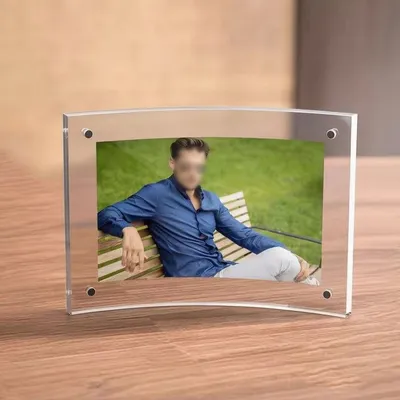 Arc Curved Acrylic Magnetic Photo Picture Frame for Certificate Sign Display
