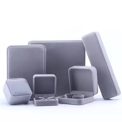 Custom Grey Suede Jewelry Gift Packaging Earring Boxes
