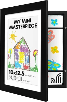 10X12.5 Kids Art Frame - Front Loading Picture Frame - Use as 8.5X11 Frame with Mat or 10X12.5 Frame Without Mat - My Mini Masterpiece - Holds 100 Artworks
