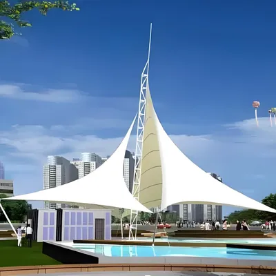 Self-Cleaning TiO2 Coated PVC Membrane Structure Landscape Shelter Low Maintenance