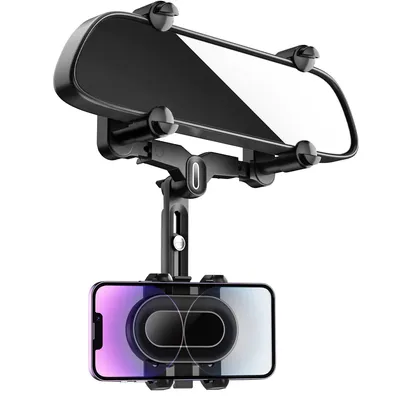 360 Degree Car Phone Holder Rearview Mirror, 2024 Multifunctional Navigation Bracket, 360° Rotatable & Retractable Car Phone Holder, Car Accessories
