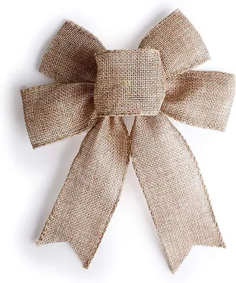 Rustic Jute Bows Burlap Wreaths Bows Christmas Tree Topper for Wedding Holiday Birthday Party Decoration
