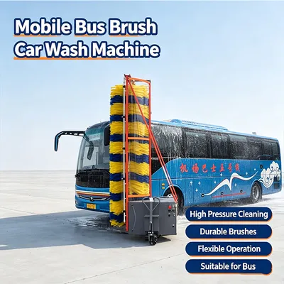 Mobile Electric Brush Type Coach Washer Stainless Steel Automatic Equipment for Public Transport Bus Station Cleaning