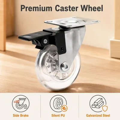 Custom Brand Light Duty Roller Fixed Cart Hardwood Floor Safe Castors with M10 Threaded Stem