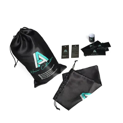 Custom Brand Printed Hair Packaging Set Hair Bundles Wraps and Hair Hang Tags and Hair Satin Bags 1100PCS Lot