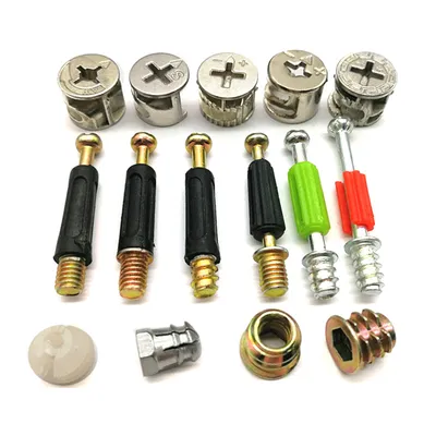 Iron Steel Zinc Alloy Quick Assembly Connceting Cam Connector Bolt Plastic Inserted