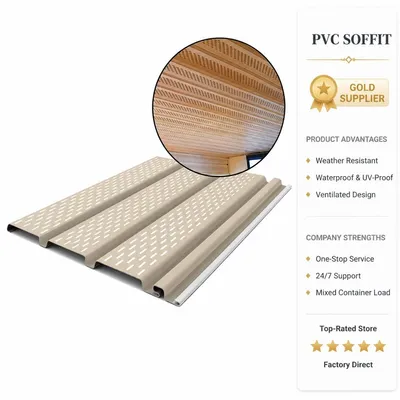 PVC Soffit Board Waterproof Vented Roof Eaves Soffit Panel for House Villa Exterior
