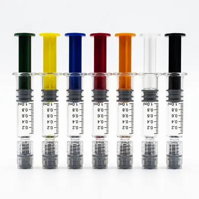 Custom Color Plastic Plunger 1ml Glass Syringe, Luer Lock Thick Oil Dispenser