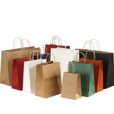 Stackable Bulk Kraft Paper Bags with Custom Logo for Convenient Food Storage Promotion