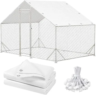 Large Chicken Coop Outdoor Metal Run with Weatherproof Cover