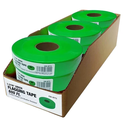 25mmx100m Fluoro Green PVC Tree Flagging Tape Roll for Gardening & Marking