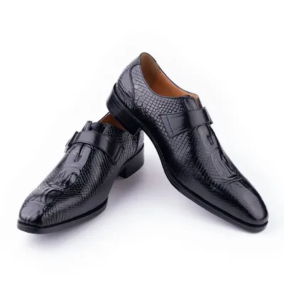 Luxury Men's Leather Shoes High Quality Monk Strap Business Office Shoe Handmade