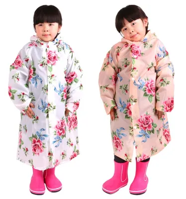 Fashoin Plolyester/PU Full Printing Flower Rain Coat and Rain Jacket for Girl