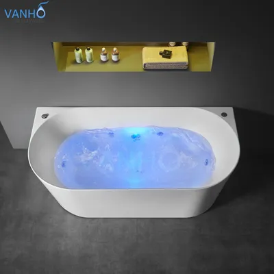 Modern Style Massage Acrylic Bathtub and Hot Tub with LED Bottom Light